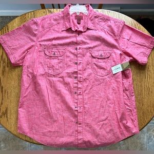 The Foundry Men Shirt 2XLT Metal Button up red heather pockets short sleeve NWT